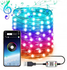 Новогодняя умная светодиодная гирлянда Encora Xmas Lights, 100LED, 10М с управлением через Bluetooth