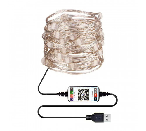 Новогодняя умная светодиодная гирлянда Encora Xmas Lights, 100LED, 10М с управлением через Bluetooth