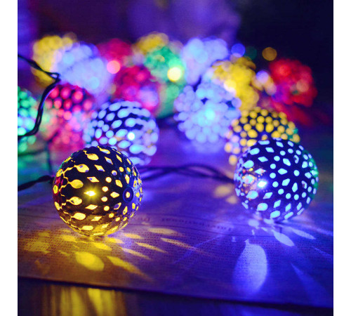Гірлянда світлодіодна Кулька металева золота, 20 LED, Мультицвет за 229 грн