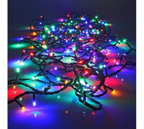 Светодиодная Гирлянда нить 201 led RGB разноцветная (черный провод)