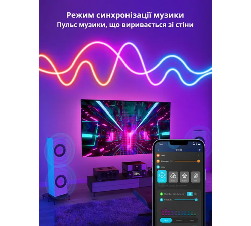 Умная гибкая LED Neon RGB лента-шланг 2 метров от USB управление режимами с телефона,Bluetooth приложение,пульт