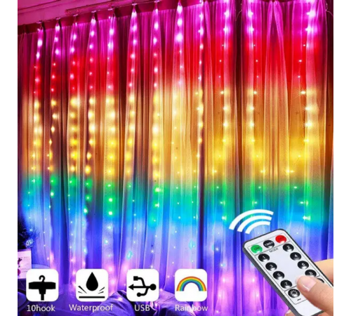 Гірлянда-штора з дистанційним керуванням через APP, Bluetooth, USB, XPRO 3*2м (SFK-05) за 949 грн