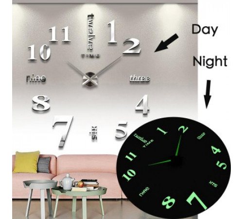 Великий настінний годинник Horloge 3D DIY кварц 27/37/47 55 см. Світяться вночі за 386 грн