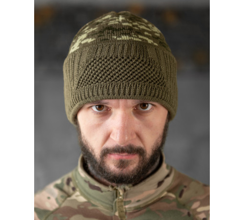 Балаклава чоловіча тактична підшоломник шапка піксель олива в'язана