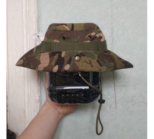 Панама мужская тактическая маскировочная камуфляжная мужская мультикам + сетка от коморов