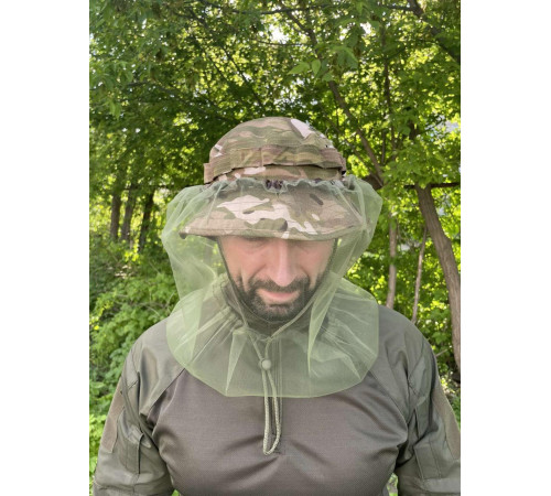 Панама мужская тактическая маскировочная камуфляжная мужская мультикам + сетка от коморов