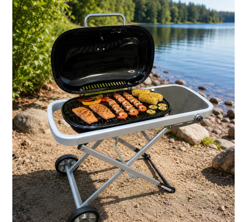 Газовий гриль Weber Traveler 100 х 45 х 80 см / Портативний газовий гриль / Барбекю для природи