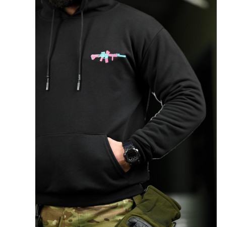 Милитари худи CROP худи color black ПП7876