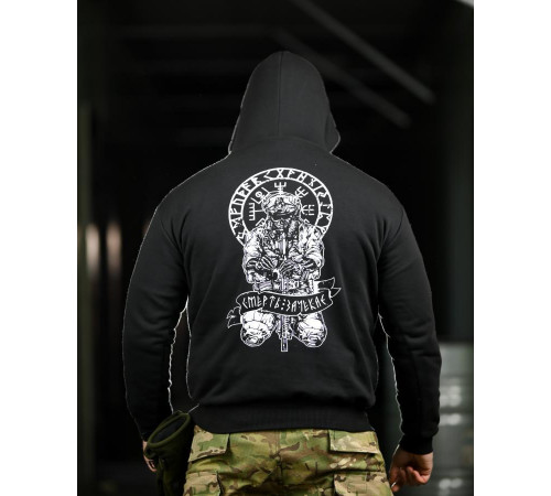 Милитари худи CROP руны black НП4881