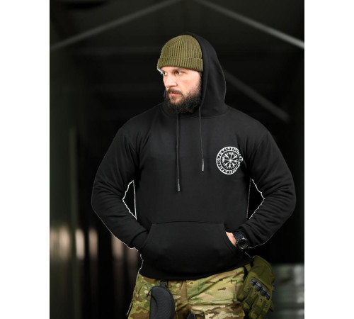 Милитари худи CROP руны black НП4881