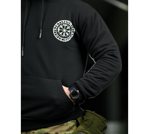Милитари худи CROP руны black НП4881