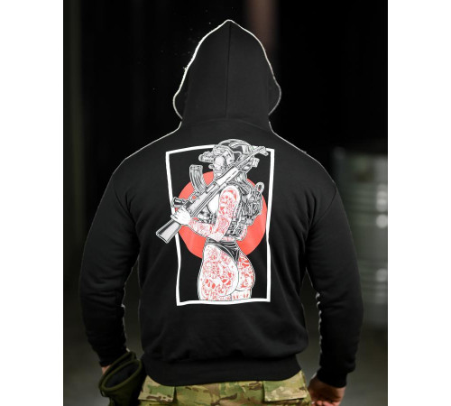 Милитари худи CROP gerl black НП4846