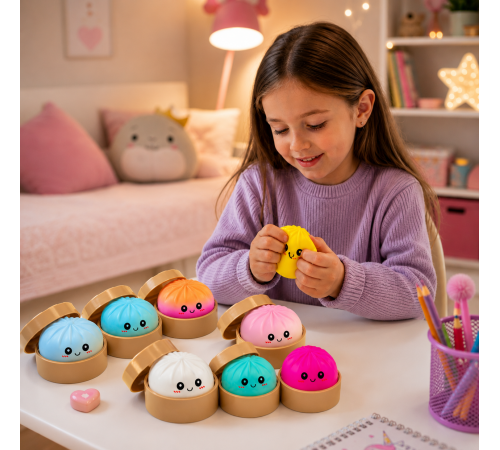 Антистрес-іграшка Squishy «Пельмешка» у коробочці / Сквіш бао-булочка, пельмень 5,5 см / Іграшка антистрес сквіш Squishy Dumpling