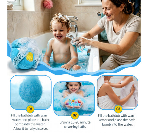 Набір з 12 органічних бомбочок для дітей з сюрпризом / Набір бомбочок для ванни BATH BOMB GIFT