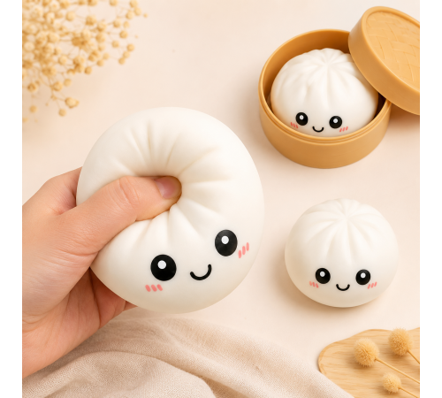 Антистрес-іграшка Squishy «Пельмешка» у коробочці / Сквіш бао-булочка, пельмень 5,5 см / Іграшка антистрес сквіш Squishy Dumpling