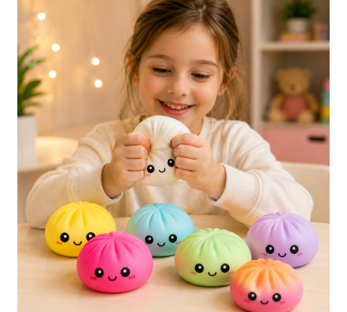 Антистрес-іграшка Squishy «Пельмешка» у коробочці / Сквіш бао-булочка, пельмень 5,5 см / Іграшка антистрес сквіш Squishy Dumpling