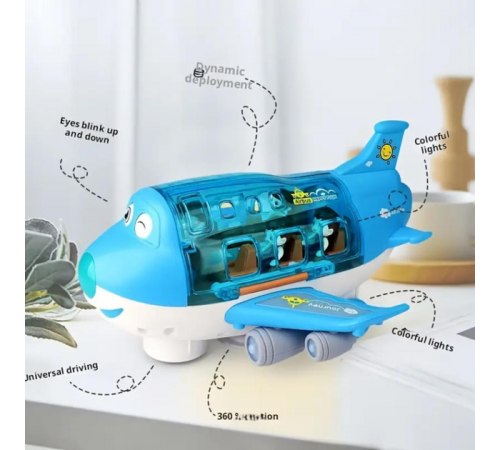 Іграшковий музичний літак з пасажирами, рухається, обертається 360 Airliner Light Music 8811-16