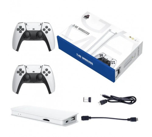 Детская игровая консоль / приставка M15 4K 64GB 20000 игр + два беспроводных контроллера белая