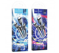 Кабель HOCO X76 4-in-1 Super charging cable(iP+iP+Type-C+Micro) (120)