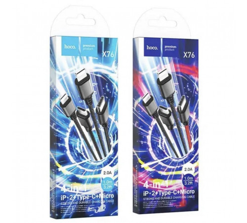Кабель HOCO X76 4-in-1 Super charging cable(iP+iP+Type-C+Micro) (120) за 158 грн