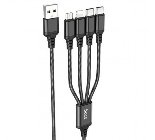 Кабель HOCO X76 4-in-1 Super charging cable(iP+iP+Type-C+Micro) (120) за 158 грн
