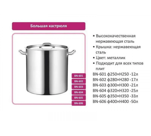 Каструля на 12 літрів Benson професійна BN-601