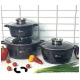 Набір каструль Higher Kitchen НК-301 із гранітним антипригарним покриттям 8 предметів