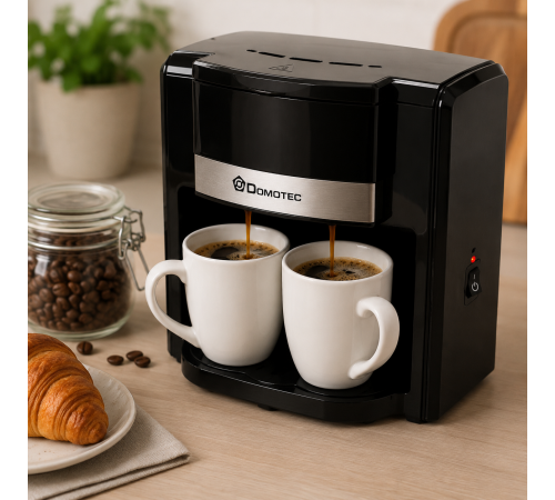 Кофеварка Domotec MS-115 / Кофеварка электрическая + ложка для кофе 2 чашки 420 мл