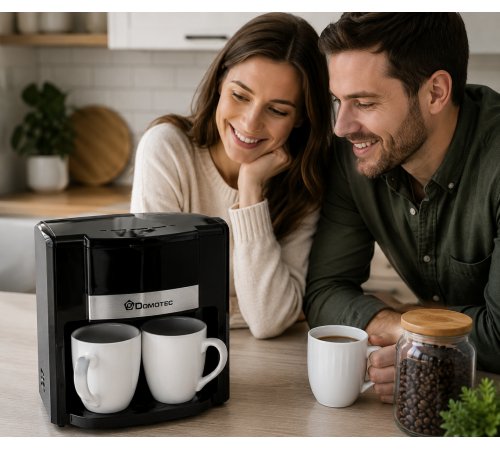Кофеварка Domotec MS-115 / Кофеварка электрическая + ложка для кофе 2 чашки 420 мл