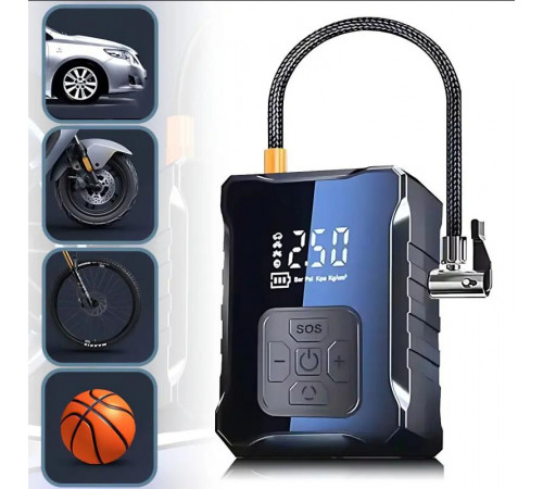 Компрессор автомобильный автоматический с дисплеем 6000mAh 150 PSI 120W М-007 Черный