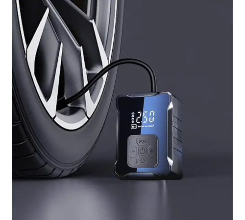 Компрессор автомобильный автоматический с дисплеем 6000mAh 150 PSI 120W М-007 Черный