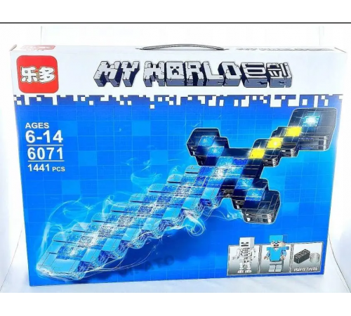 Дитячий конструктор Minecraft MyWorld діамантовий меч Майнкрафт з підсвічуванням 1441 деталь конструктор