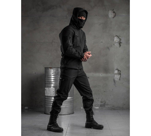 Тактичний костюм SoftShell Police black ВТ7623