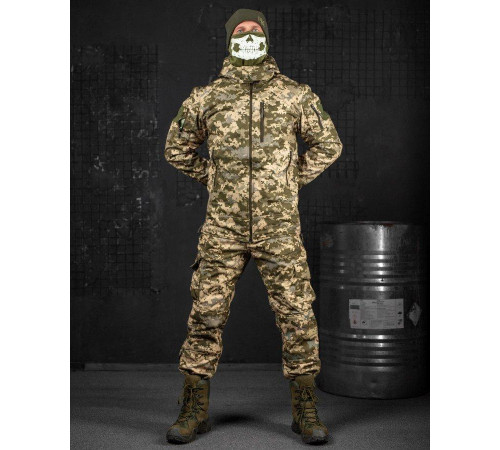 Зимний тактический костюм софтшел пиксель jumper (двоной флис)