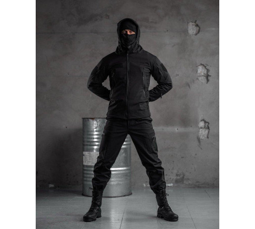 Тактический костюм SoftShell Police black ВТ7623