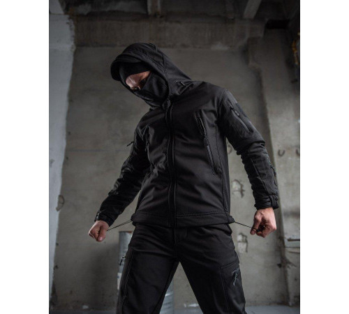 Тактический костюм SoftShell Police black ВТ7623