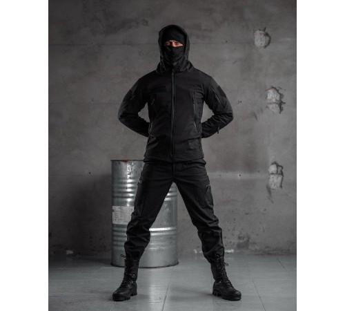 Тактичний костюм SoftShell Police black ВТ7623