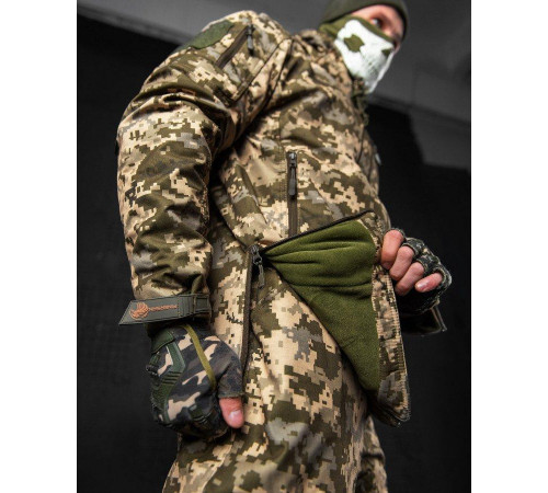 Зимний тактический костюм софтшел пиксель jumper (двоной флис)