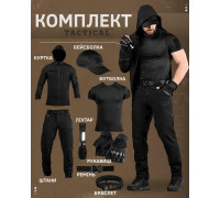 Летний тактический костюм 8в1 TIRAN черный ДЛ6514