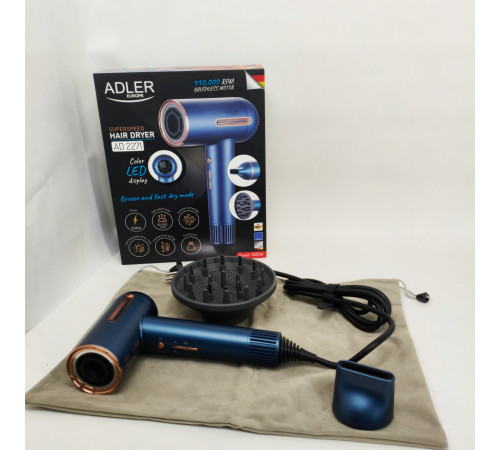 Мощный фен для сушки и укладки волос Adler AD 2271 1500Вт, Фен с холодным воздухом для укладки KV-67