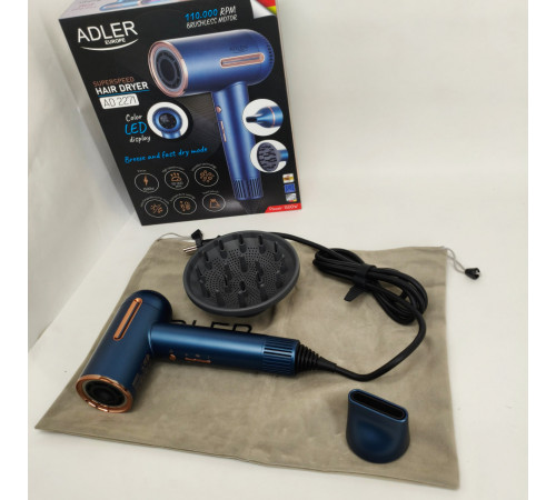 Мощный фен для сушки и укладки волос Adler AD 2271 1500Вт, Фен с холодным воздухом для укладки KV-67