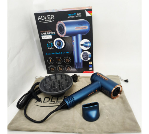 Мощный фен для сушки и укладки волос Adler AD 2271 1500Вт, Фен с холодным воздухом для укладки KV-67