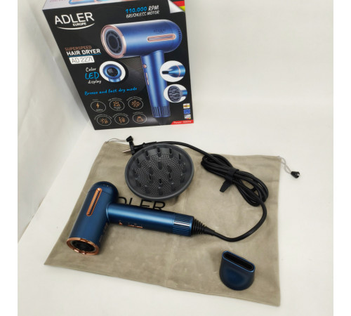 Мощный фен для сушки и укладки волос Adler AD 2271 1500Вт, Фен с холодным воздухом для укладки KV-67