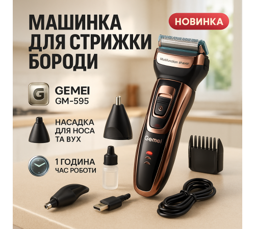 Компактная электробритва мужская GEMEI, Бритва аккумуляторная для стрижки волос и бороды LC-69