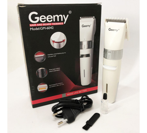 Машинка для стрижки волос и бритья Gemei GM-6042 белый, Надежная машинка для стрижки MD-10