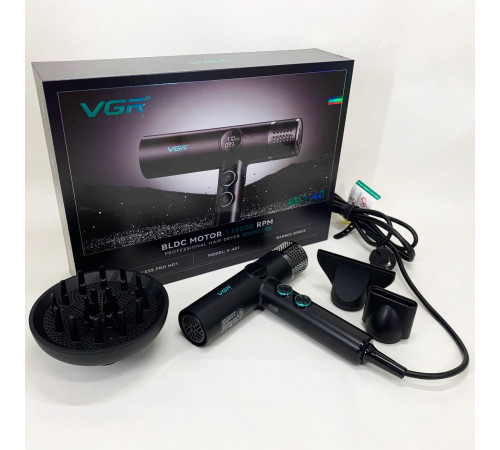 Фен с ионизацией и регулировкой температуры VGR V-401, Женский мощный фен для укладки волос IX-80