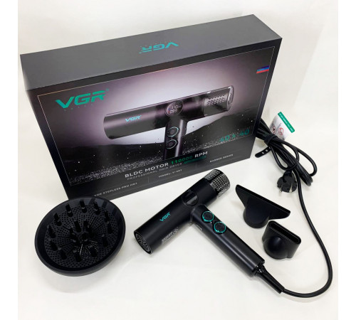 Фен с ионизацией и регулировкой температуры VGR V-401, Женский мощный фен для укладки волос IX-80