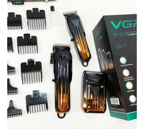 Универсальный тример для стрижки и бритья VGR 3 в 1 V-644, Модная машинка для стрижки волос YK-85