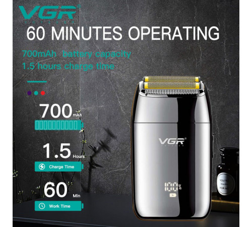 Профессиональная электробритва VGR V-399 SILVER, Машинки для стрижки бороды профессиональные EC-19