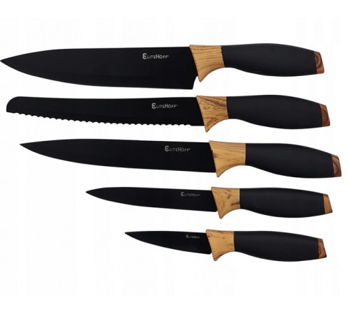 Набор кухонных ножей в блоке из 5 штук EliteHoff ножи в органайзере